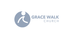 The Grace Walk Church logo features a stylized person walking inside a blue circle next to the church name in blue text.