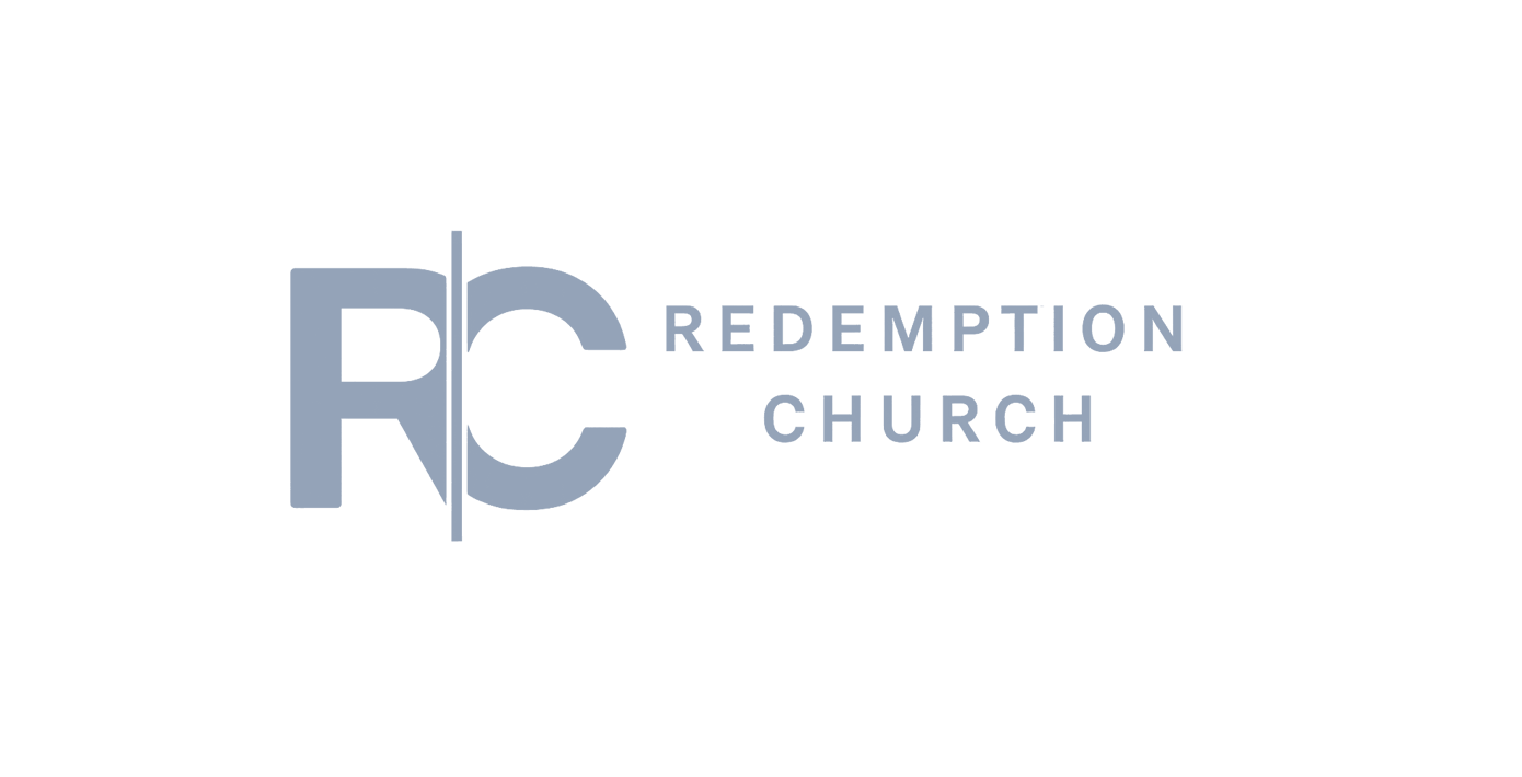 Logo for Redemption Church featuring the letters RC separated by a vertical line, in light gray on a white background.