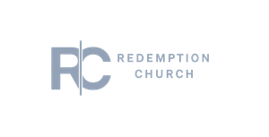 Light blue "RC" logo separated by a thin vertical line, with the words "REDEMPTION CHURCH" to the right.