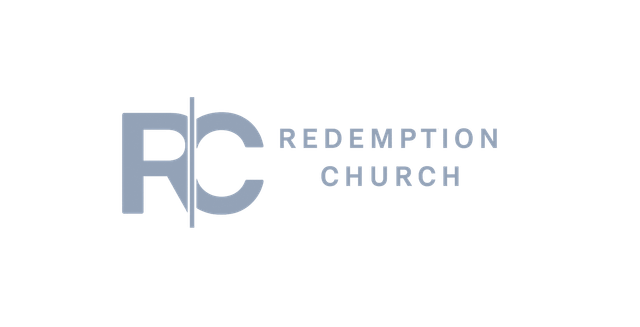 Light blue "RC" logo separated by a thin vertical line, with the words "REDEMPTION CHURCH" to the right.