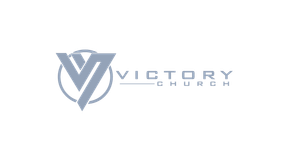 A gray logo for Victory Church featuring a stylized letter V inside a circle, with the text "VICTORY CHURCH" to the right.