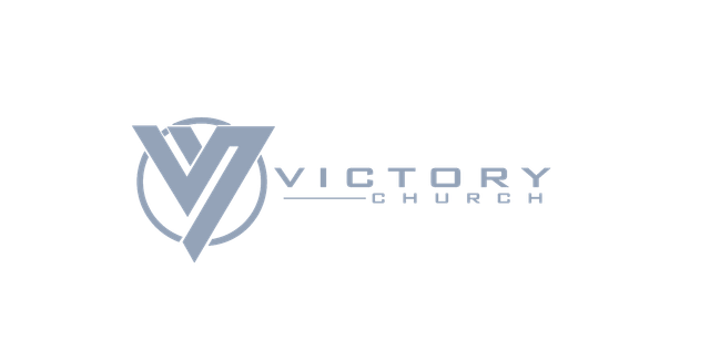 A gray logo for Victory Church featuring a stylized letter V inside a circle, with the text "VICTORY CHURCH" to the right.