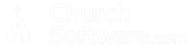 White logo featuring a stylized church outline next to the text