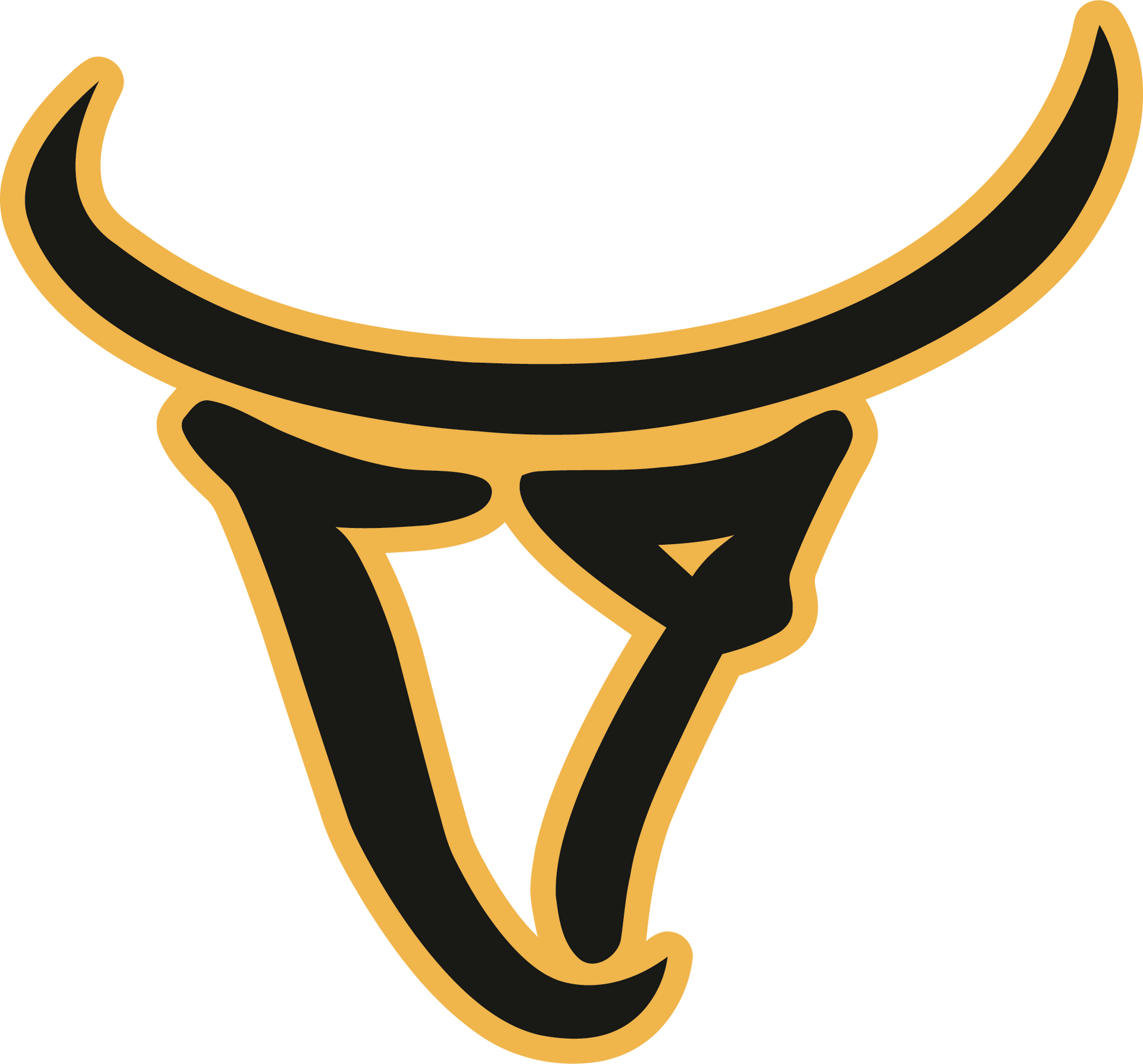 Shark mascot in blue and purple with the words 