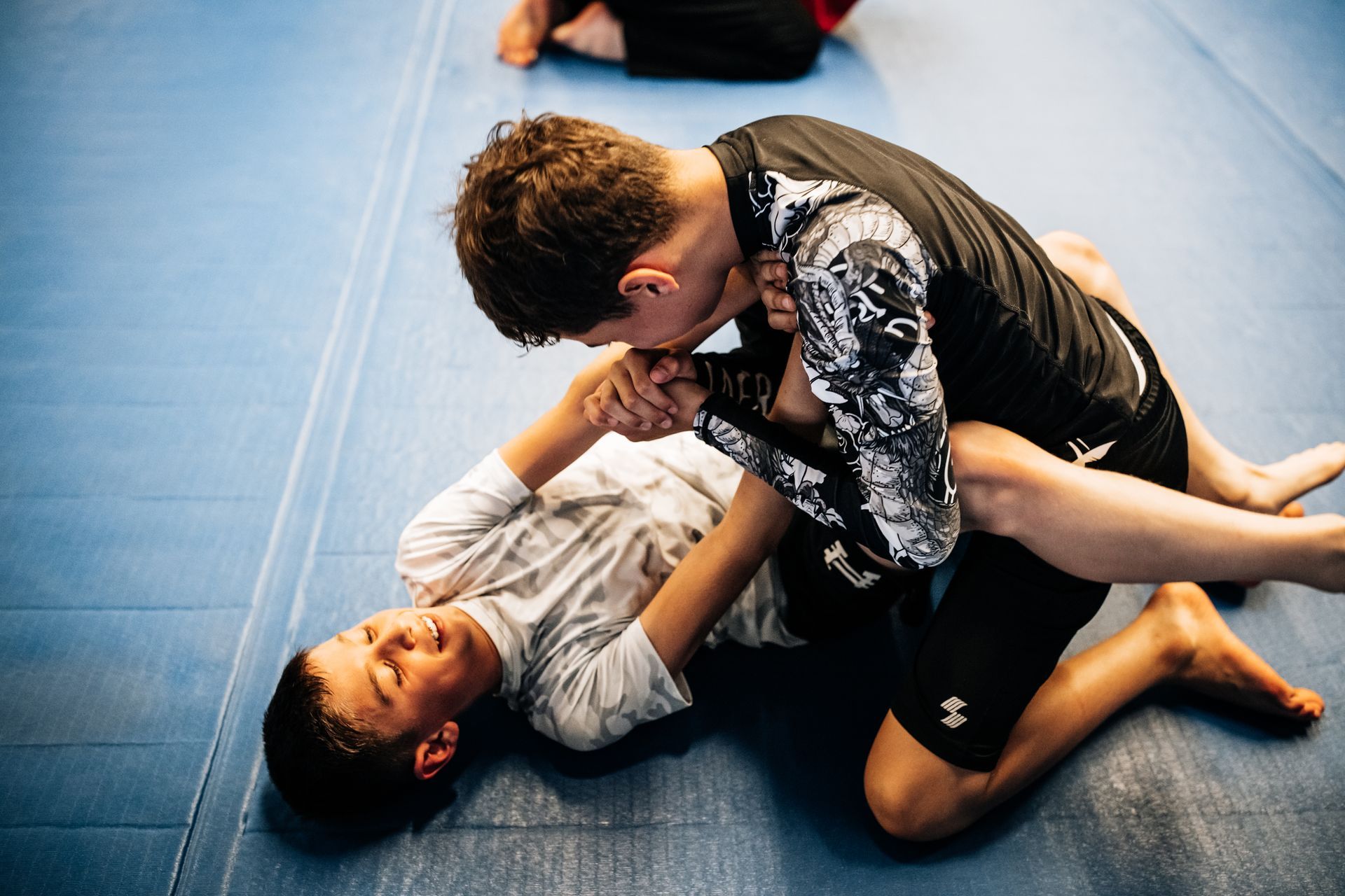 Adults drilling Brazilian Jiu Jitsu at Verde Valley Brazilian Jiu Jitsu and Muay Thai in Cottonwood.