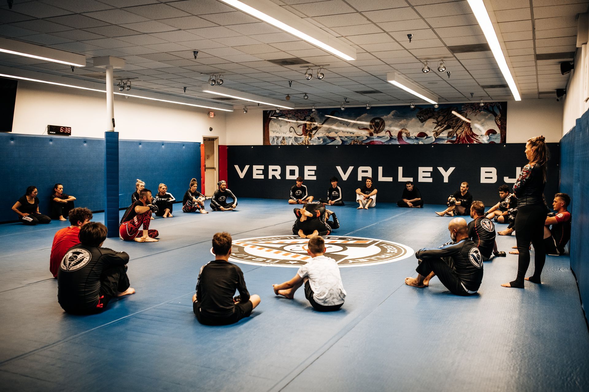 Students drilling Brazilian Jiu Jitsu techniques at Verde Valley Brazilian Jiu Jitsu and Muay Thai.