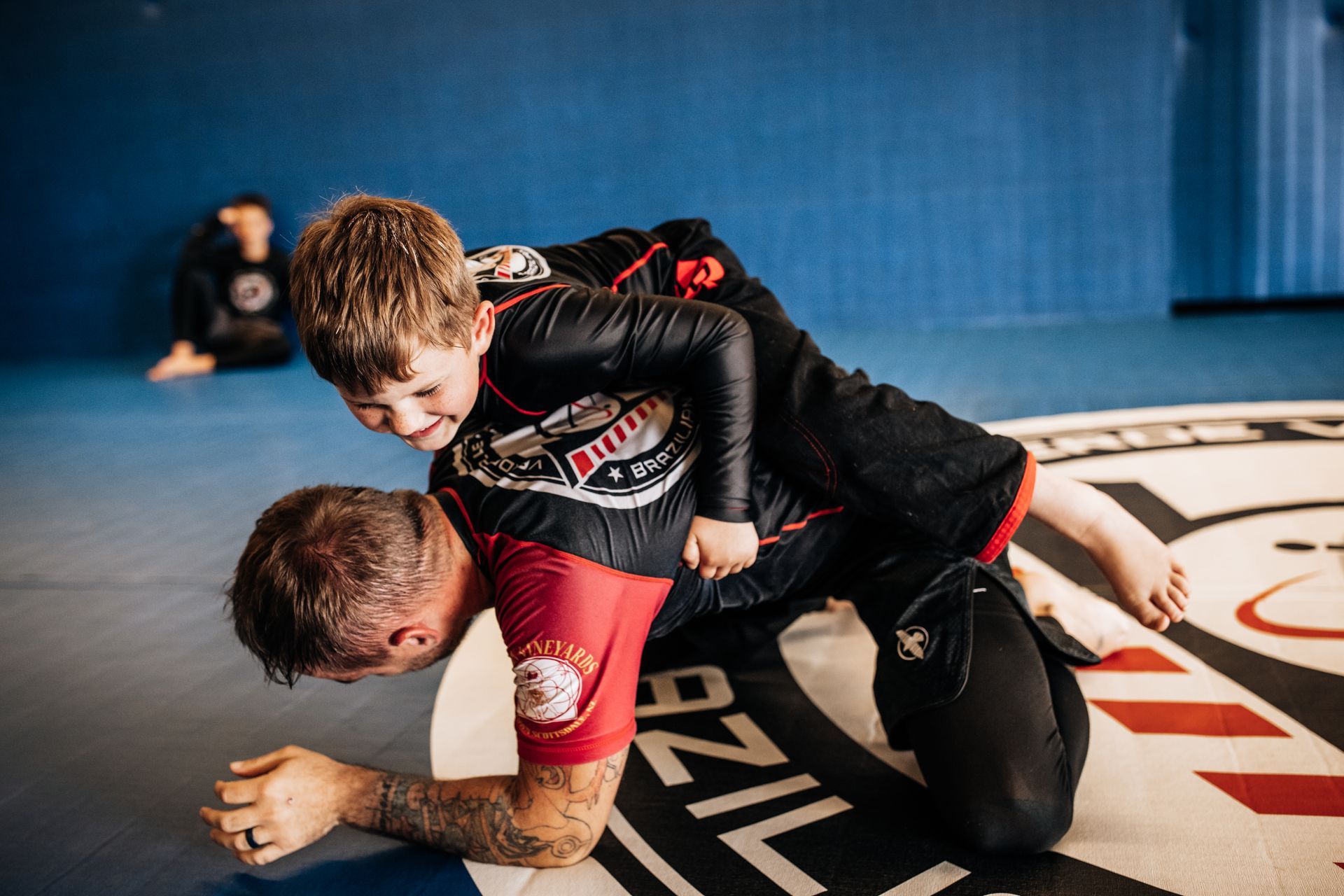 Kids practicing Brazilian Jiu Jitsu drills at Verde Valley Brazilian Jiu Jitsu and Muay Thai in Cottonwood, AZ for confidence.