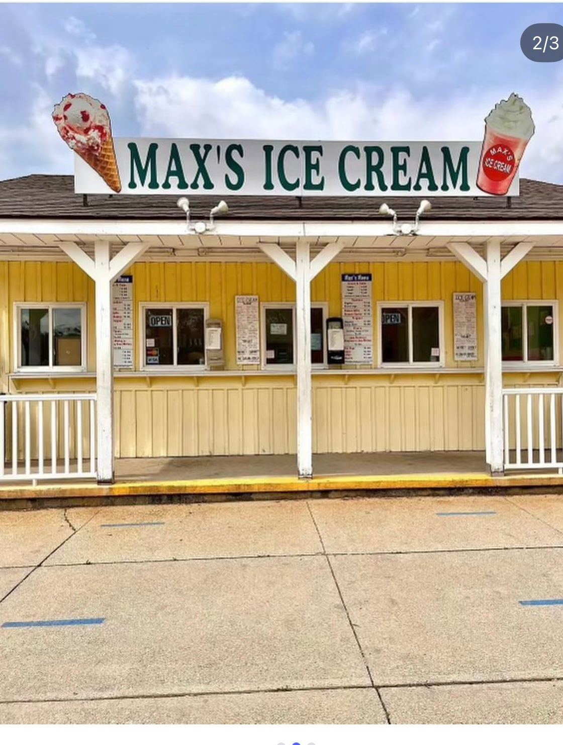 Yellow ice cream stand with 