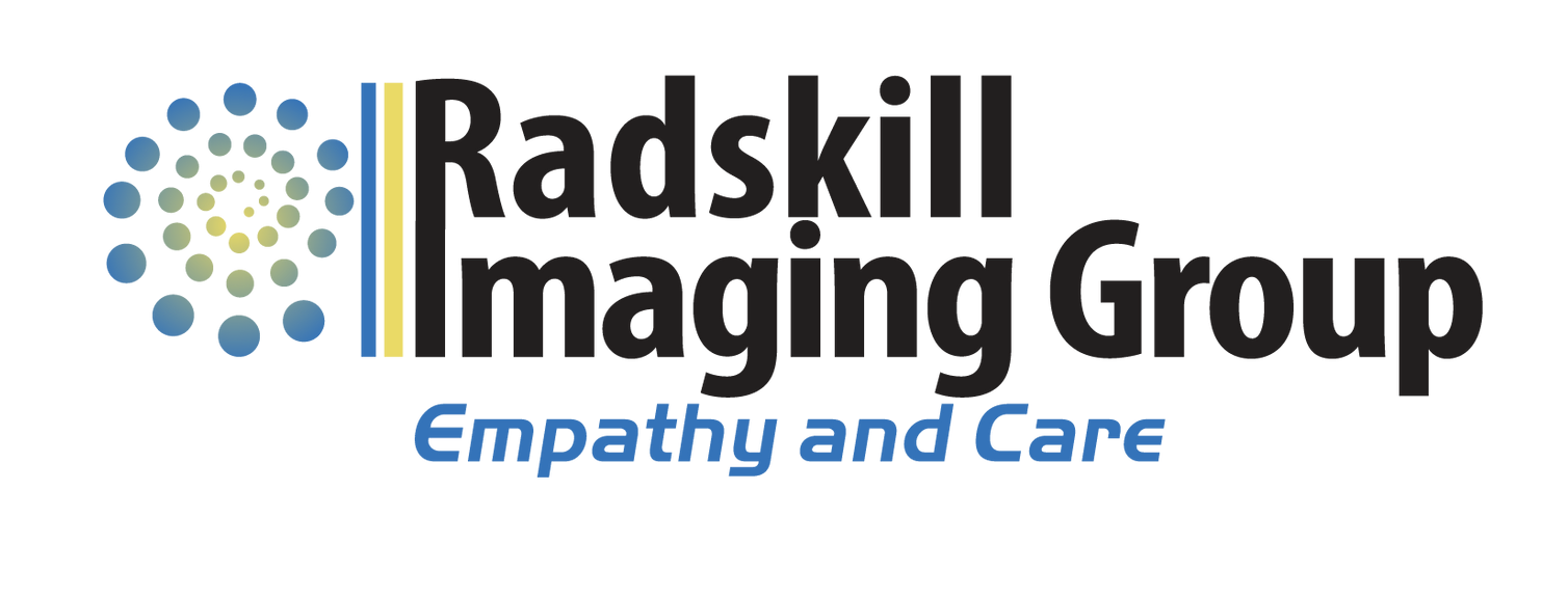 The radskill imaging group logo says empathy and care.