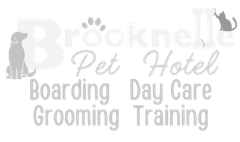 A logo for brooknelle pet hotel boarding day care grooming training