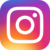 Instagram logo. White square within a square, set on a colorful gradient background.