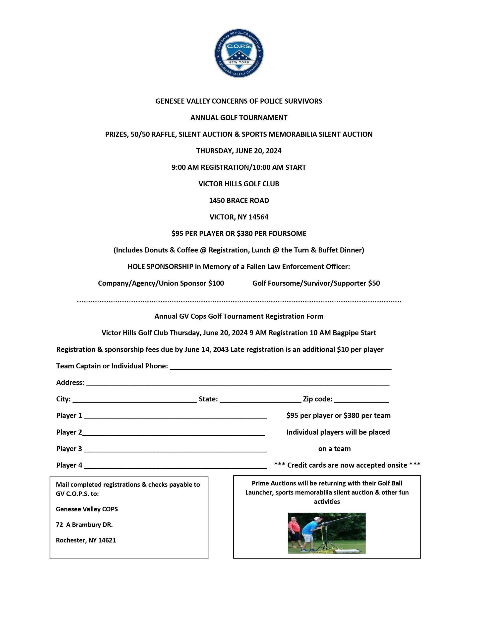c.o.p.s. golf tournament genesee valley