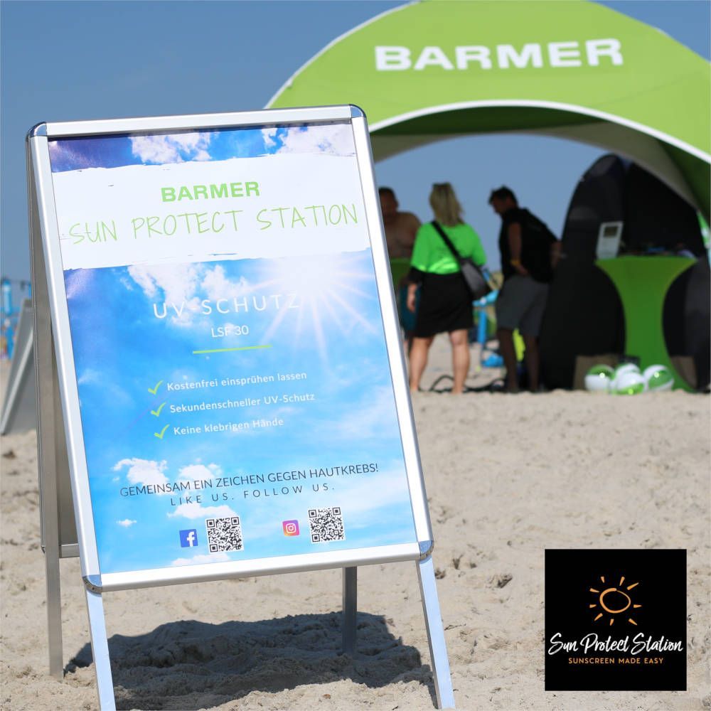 Professioneller Sonnenschutz für Sportevent der BARMER Krankenkasse in Dierhagen- Sun Protect Station