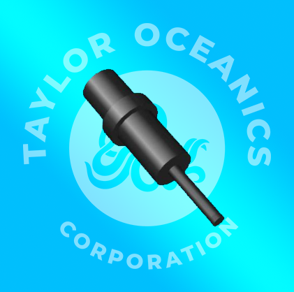 A logo for taylor oceanics corporation with a black object in the center