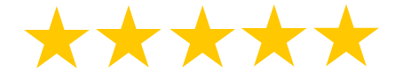 Five yellow stars in a row, rating icon.