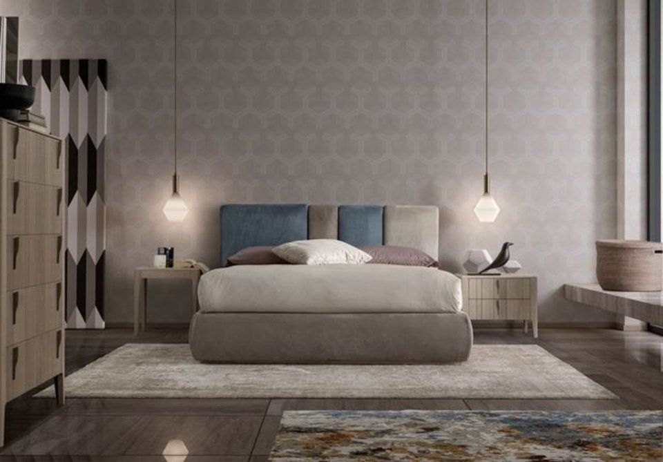 camera da letto con lampade a sospensione