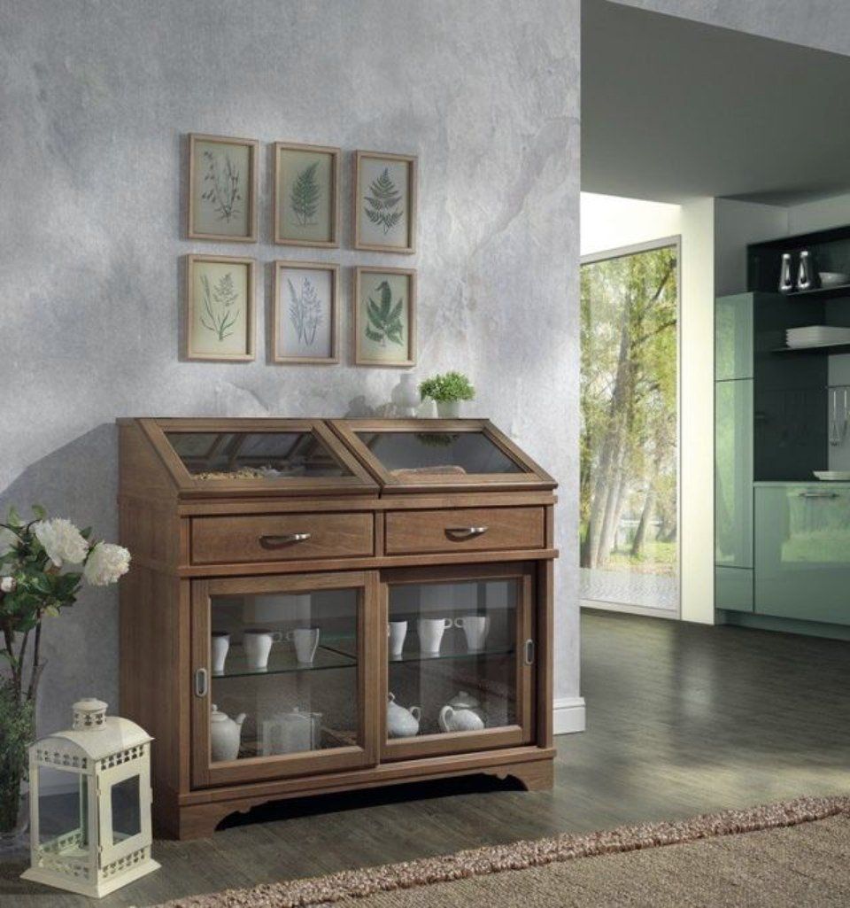 vetrinetta con cassetti in legno