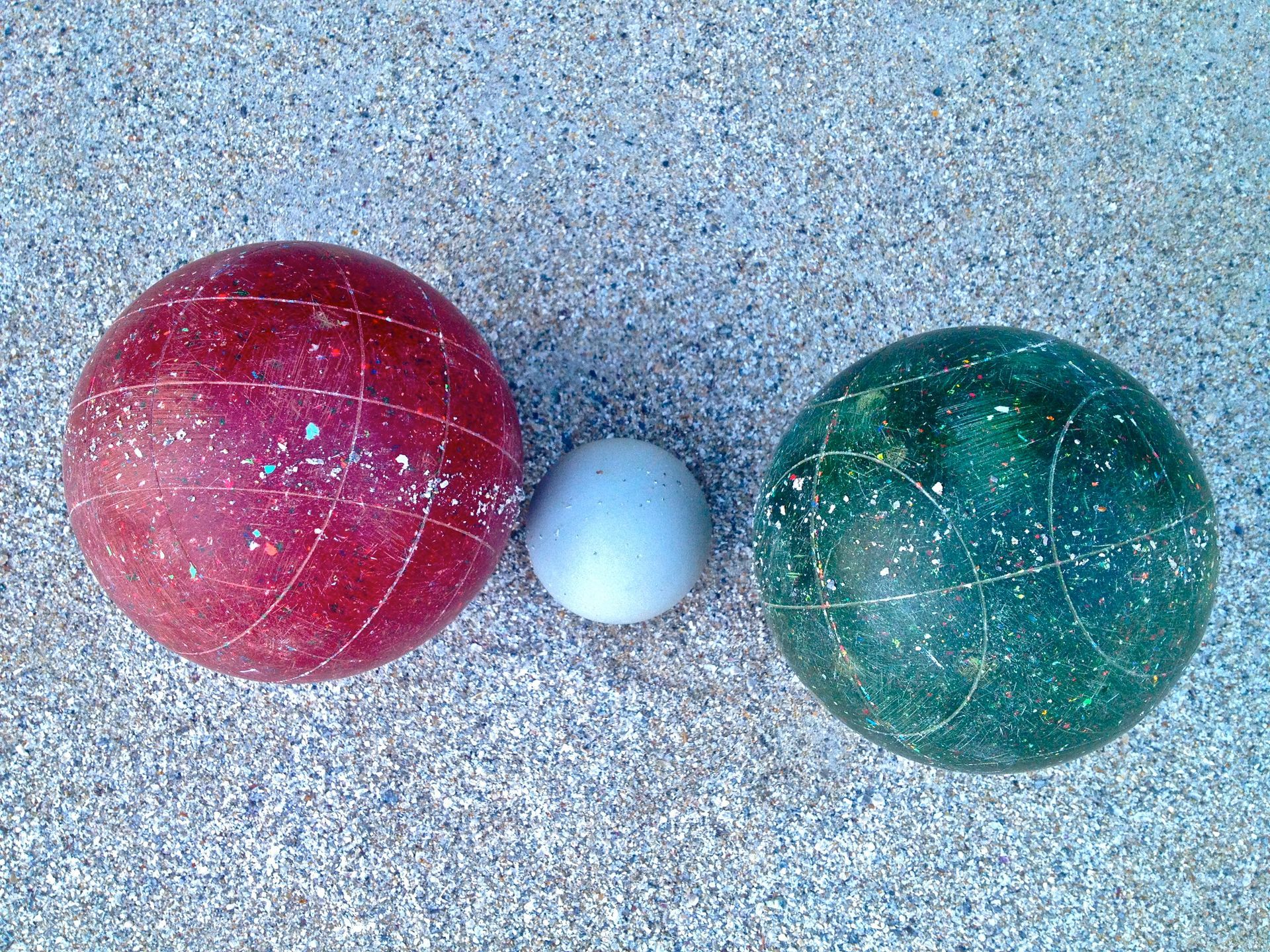 Bocce Courts in the South Bay, red wins
