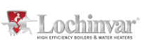 Lochinvar logo: silver text and a shield with a unicorn on a red background.