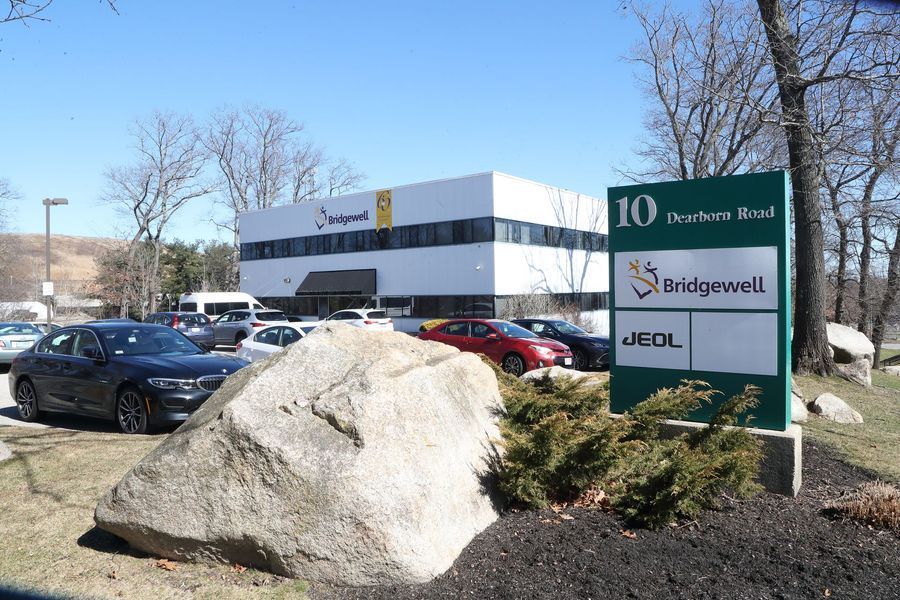 Office building with sign reading 