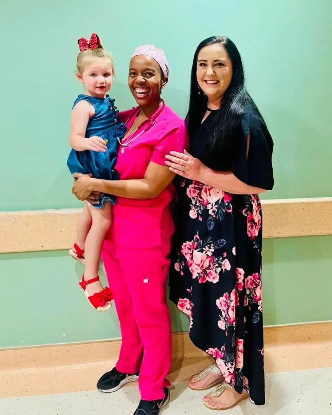 Dr Palesa Monyake pictured with Hannah-Grace Hefer and her mother, Megan Dr Palesa Monyake, paediatric intensivist at Netcare Waterfall City Hospital’s specialised PICU, is pictured with Hannah-Grace Hefer and her mother, Megan