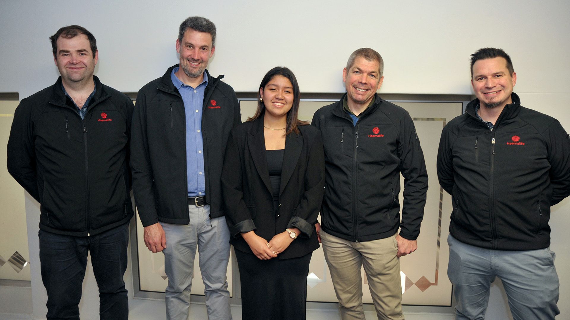 Haematologists Dr Simon Brett, Dr Pieter de Witt, Dr Hannes Koornhof, Dr Michael Cass and Joy