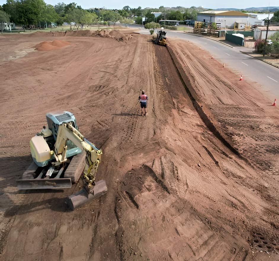 A View From Above Of A Construction Site On The Road — NQES Industries in Cloncurry, QLD