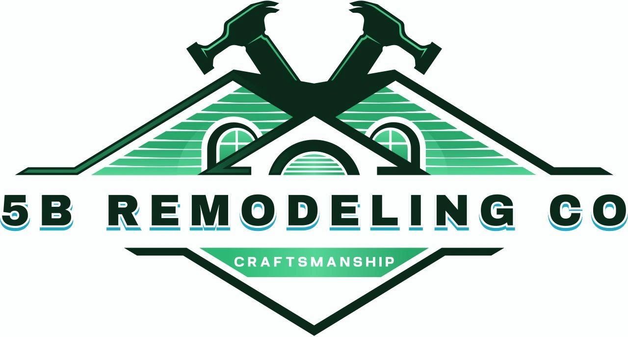 Logo for 5B Remodeling Co., featuring crossed hammers over a house outline with text