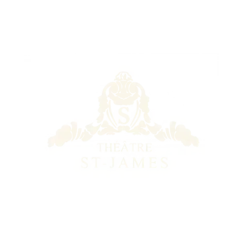 Faint gold “Theatre St. James” logo centered on a white background