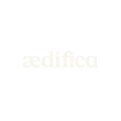 The word "aedifica" in a light-yellow, elegant font.