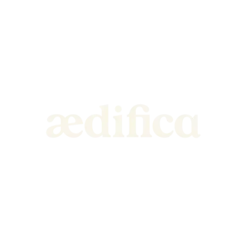 Pale beige “ædifica” wordmark centered on a white background