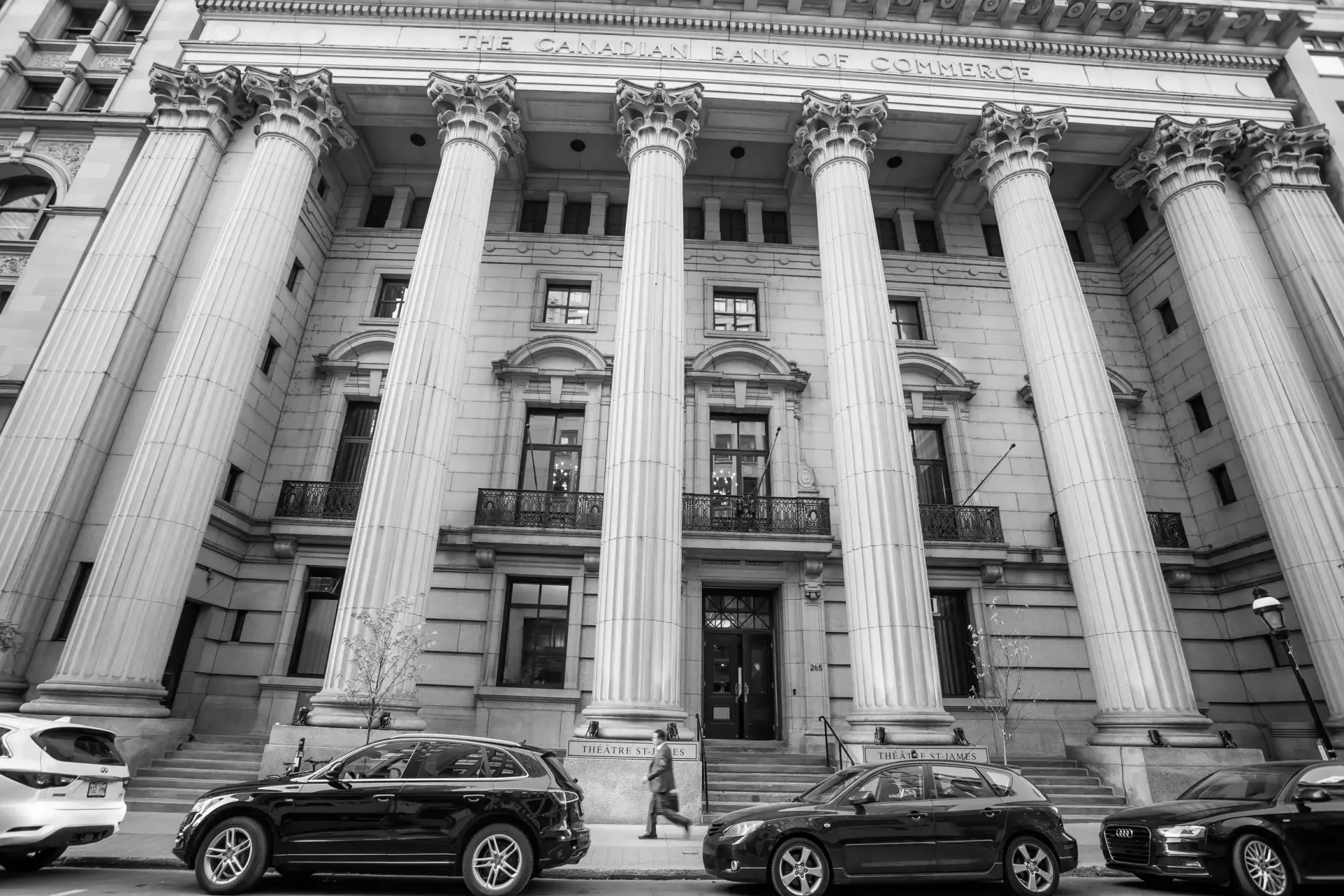 Photo noir et blanche de la Banque de Commerce Canadienne