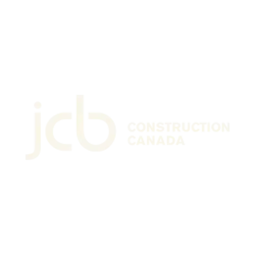 Pale yellow JCB Construction Canada logo on a white background