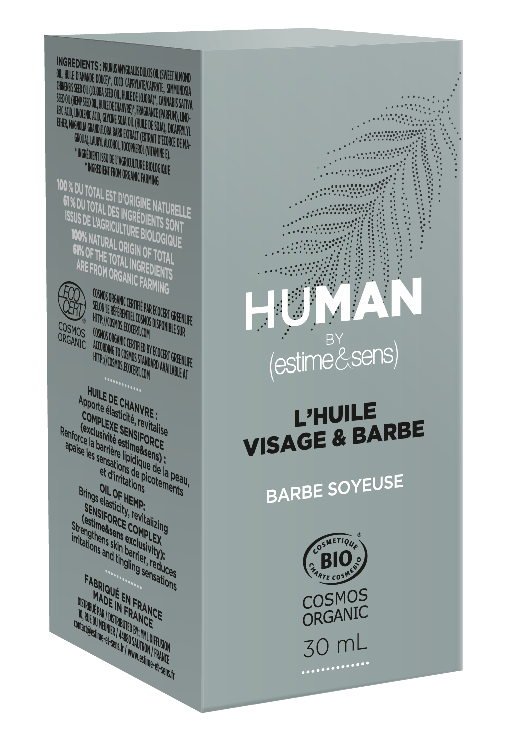 face and beard oil human by estime & sens
