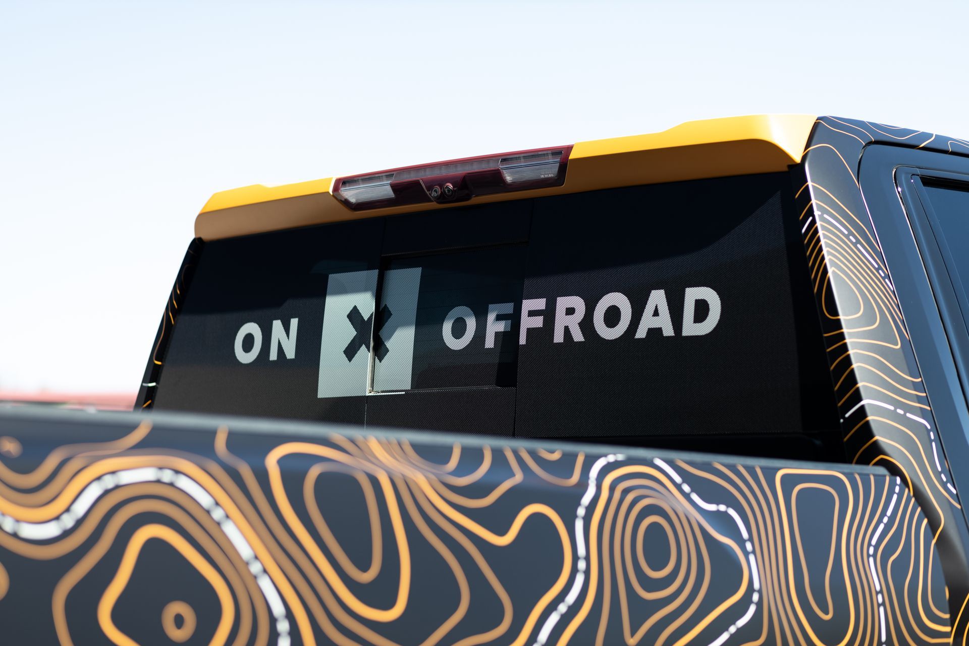 Black truck rear window with 