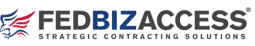 FedBizAccess logo with red and blue eagle icon and tagline, “Strategic Contracting Solutions”