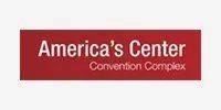 The america 's center convention complex logo is red and white.