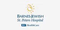 A logo for barnes jewish st. peters hospital with a sun on it.
