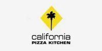 The california pizza kitchen logo is a yellow diamond with a palm tree on it.