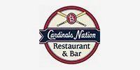 The logo for the cardinals nation restaurant and bar.