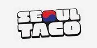 A logo for seoul taco with a korean flag in the background.