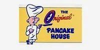 The logo for the original pancake house shows a man in a chef 's hat holding a pan.