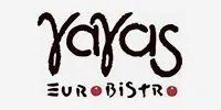 A black and white logo for a restaurant called yayas eurobistro.