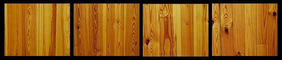 Four wooden panels with vertical wood grain, golden brown color.