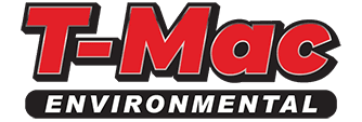 T-Mac Environmental logo: red text on a black background.