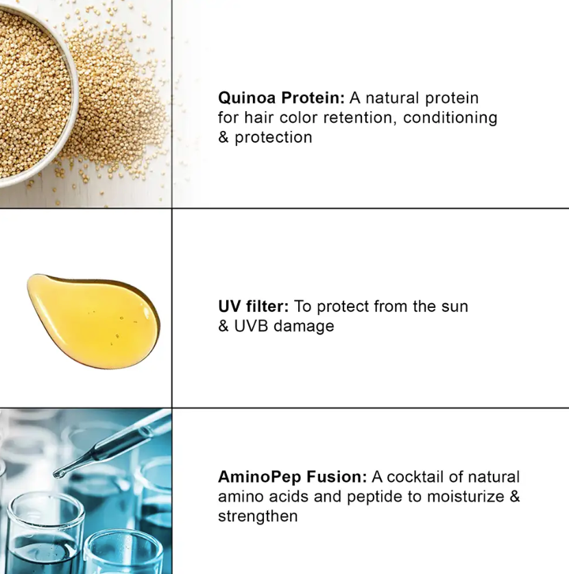 Bottle of OSKA. PURE conditioner with a pump on a peach background.