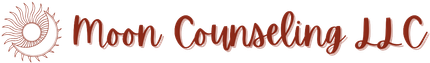 A logo for moon counseling llc with a sun in the background.