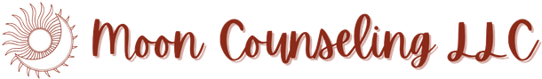 A logo for moon counseling llc with a sun in the background.