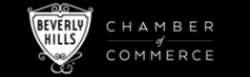 A black and white logo for the beverly hills chamber of commerce