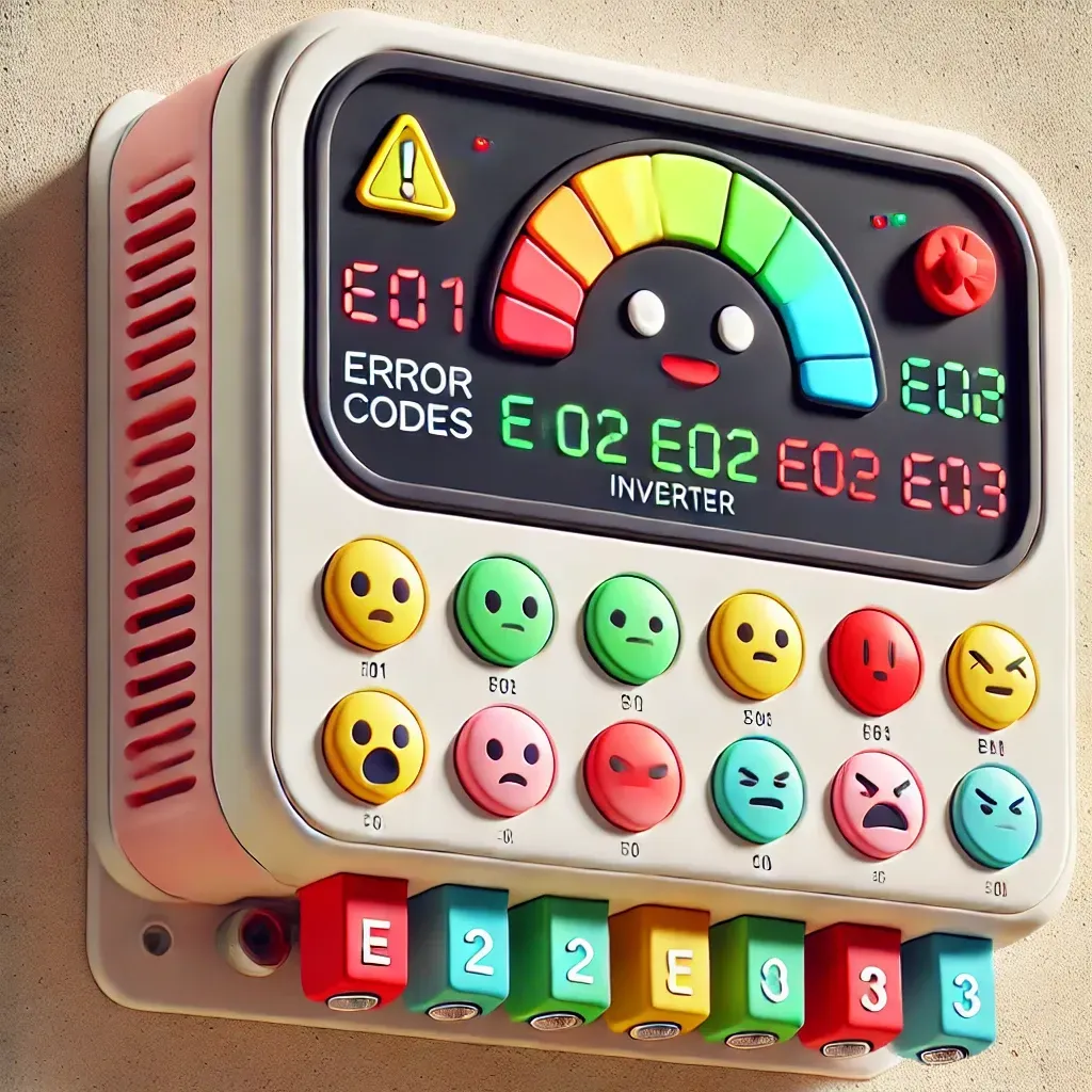 A colorful electronic device that says error codes on it